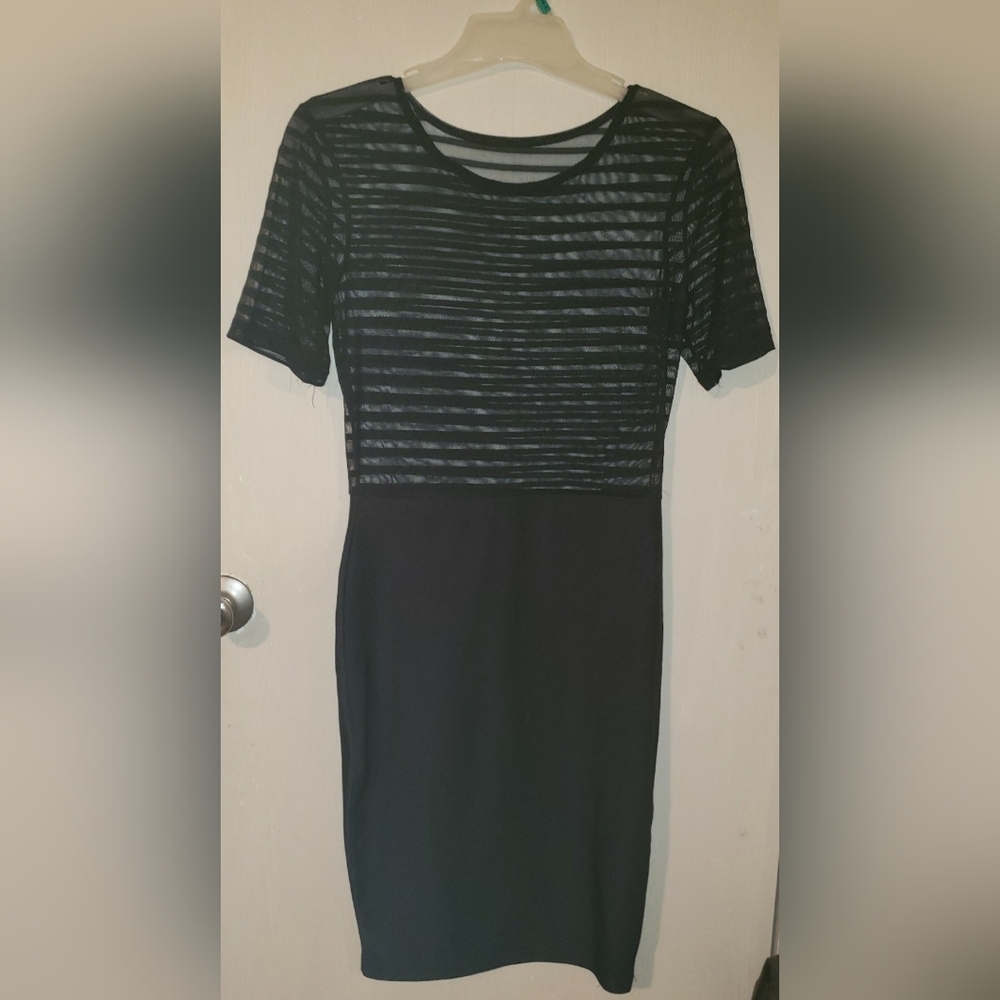 Black Sheer Striped Bodycon Maxi Dress